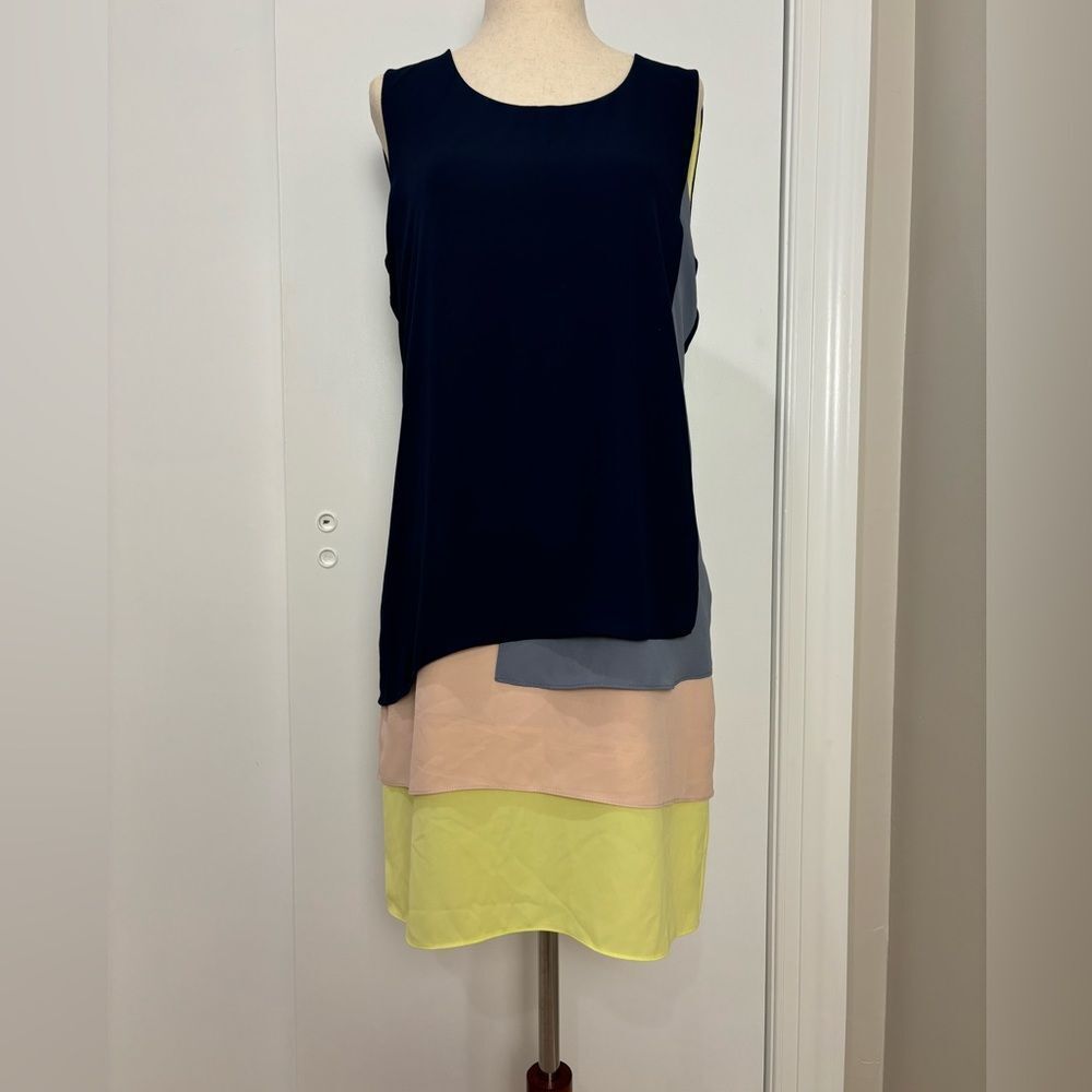 BCBG MAXAZARIA  Hayley Sleeveless Color Block Tiered Tank Mini Dress Size 4